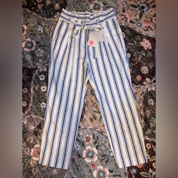 Boden Linen Striped Paperbag Pants size 6 NEW WITH TAGS - Picture 1 of 5
